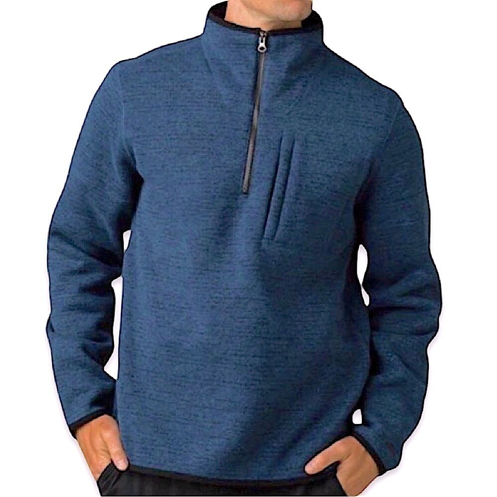 Prana Mens Navy Blue Long Sleeve 1/4 Zip Pullover Thermal Sweatshirt Size Small